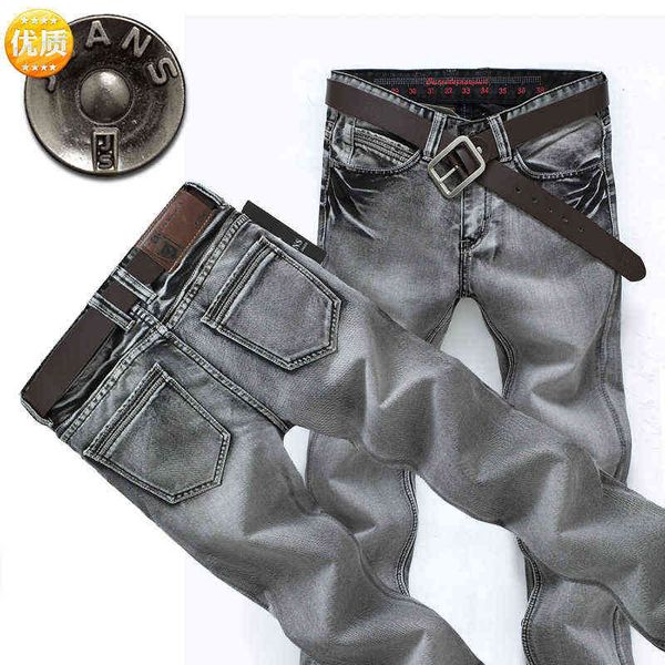 

men's jeans 615# spring korean men's straight casual cigarette grey jeans pants, Blue