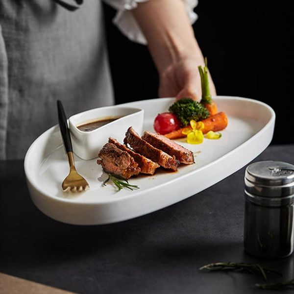

steak plate western restaurant simple meal shaped fish el back kitchen tableware dishes & plates