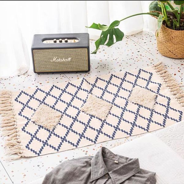 

carpets nordic cotton and linen tassels celebrity style woven floor mats bedroom bedside simple modern tassel