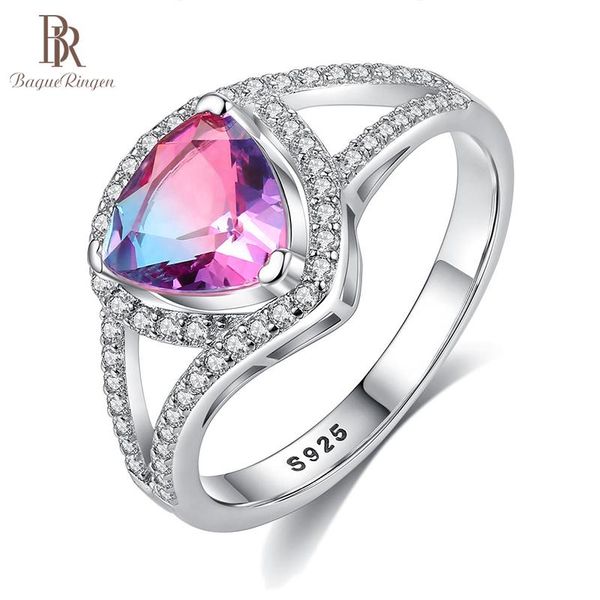 

cluster rings bague ringen charms pure sterling silver 925 ring for women jewelry trendy geometry colour gemstone female engagement gift, Golden;silver