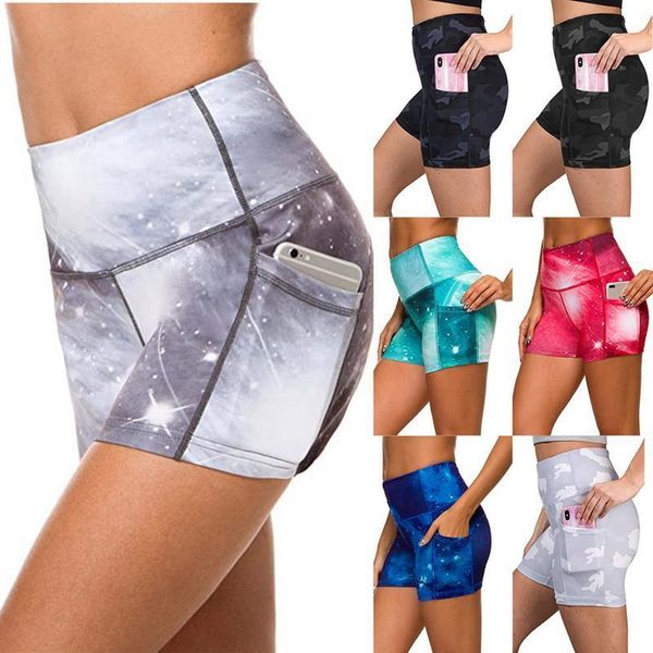 

tie dye skinny fitness womens shorts gym pockets high waist legging ladies sport tight athletic pant, White;black