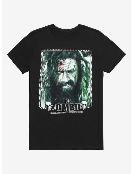 

rob zombie hellbilly deluxe 2 world tour t-shirt, White;black