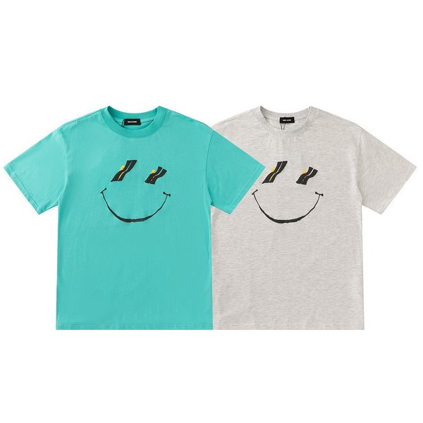 

brand fashion brand we11 summer new smiling face element loose men's and women's round neck short sleeve t-shirt, White;black