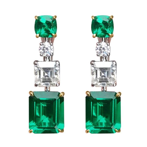 

dangle & chandelier women green white zircon stud drop earrings fahion jewelry female wedding anniversary gift lady's noble party, Silver