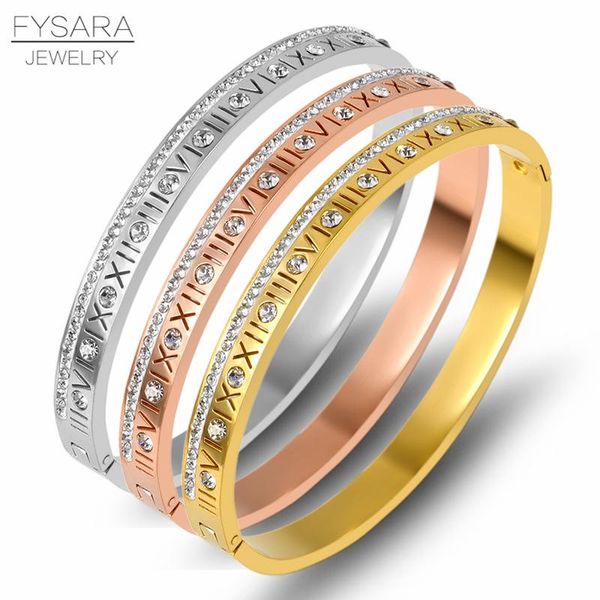 

bangle fysara retro gold color roman numerals bracelet crystals rhinestones bracelets & bangles female personality wedding jewelry, Black