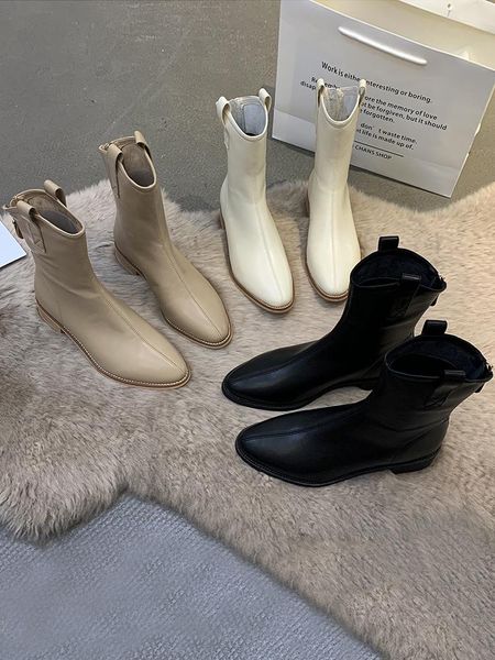 

boots pointy boot shoes zipper luxury designer boots-women pointe med rubber ankle autumn fashion 2021 ladies solid riding hoof heels, Black
