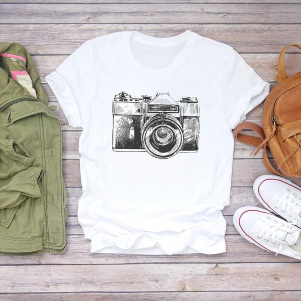 

men camera vintage short sleeve t shirts mens fashion print summer graphic female ladies tee, White;black