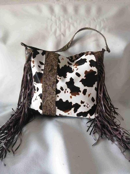 

evening bags soft leather large-capacity leopard cow pattern tassel handbag vertical square solid color zipper shoulder bag purses