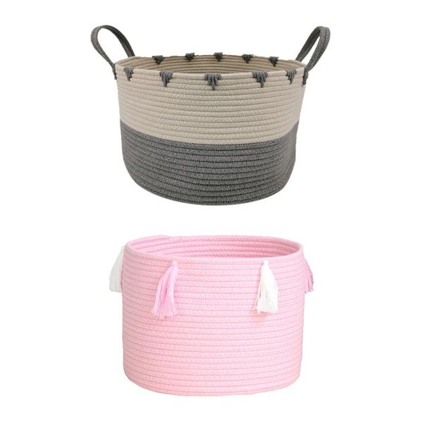 

pcs cotton rope storage baskets handmade woven laundry basket bins, a & b