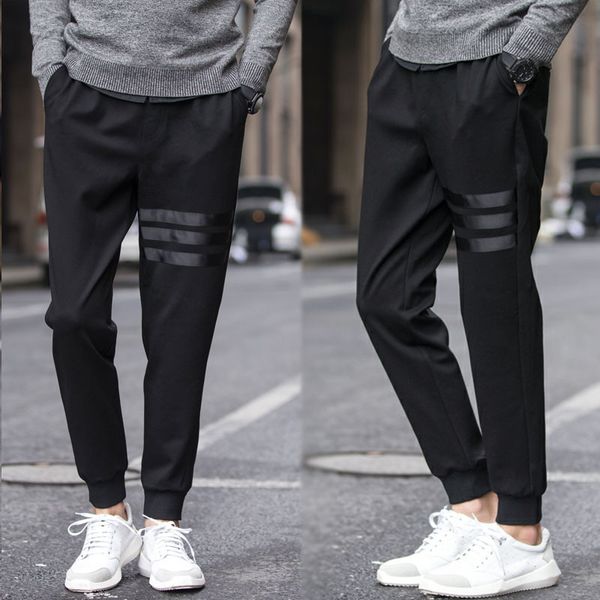 

autumn elastic casual pants for men in 2019, Black