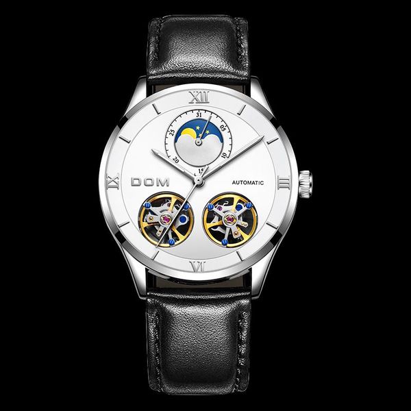 

mechanical watches men skeleton watch automatic mens waterproof self-winding clock stainless steel wristwatches, Slivery;brown