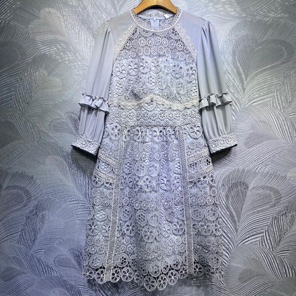 

women round neck full sleeve slim waist dress casual dresses, Black;gray