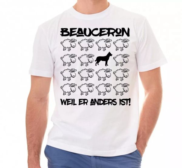 

beauceron t-shirt black sheep men dog dogs motif shepherd, White;black