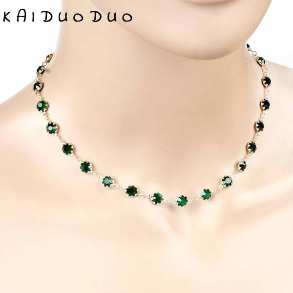 

pendant necklaces engagement chain charming ladies party jewelry gifts elegant simple green cz choker necklace fashion women's wedding, Silver