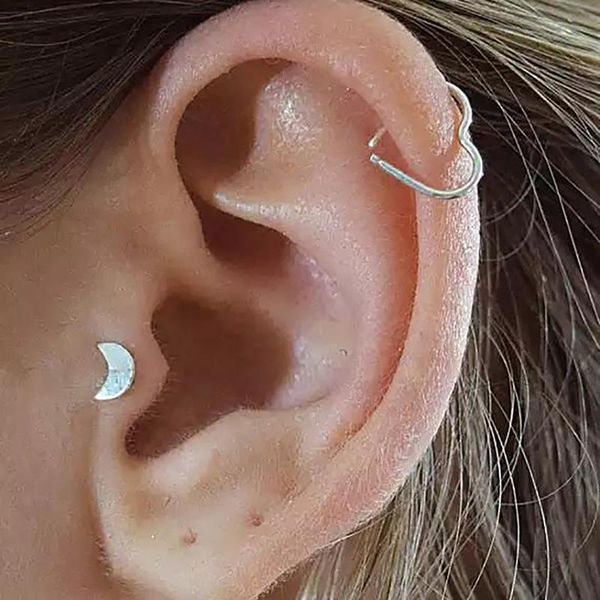 

hoop & huggie creative punk gold color heart earrings minimalist geometric fashion jewelry for women, Golden;silver