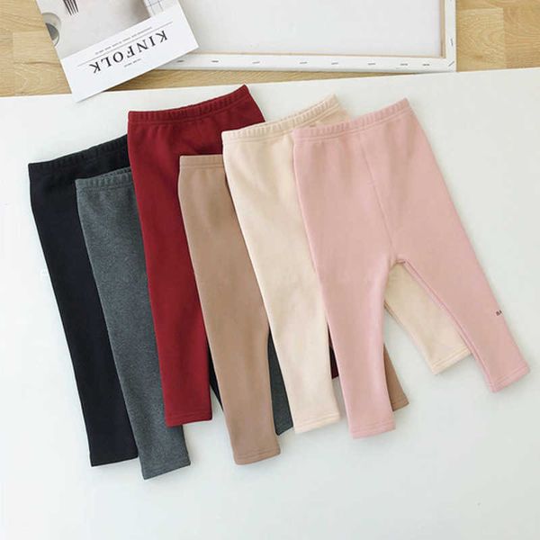 Pantaloni invernali per bambini Ragazzi Vestiti per ragazze Pantaloni di cotone caldo spazzolato spesso Pantaloni skinny solidi Pantaloni per bambini in vita elastica per bambini 210713