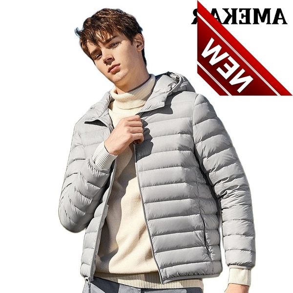 

brand down jacket men casual fashion winter for hooded windbreaker white duck coat male waterproof clothes, Black