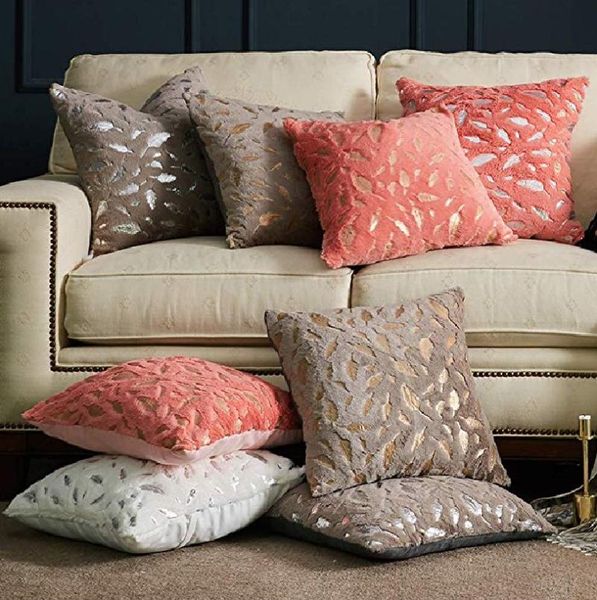 

2pcs pillow cover pv fabric cushion 45*45 plush bronzing covers for christmas decorate home living room sofa cushion/decorative