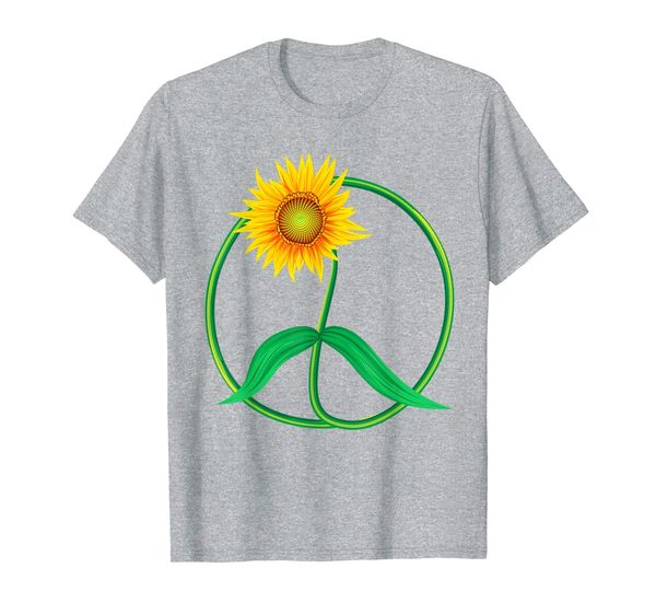 

sunflower flower peace sign 70s floral hippie t-shirt, White;black
