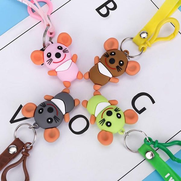 

10pcs pvc soft plastic key chain pendant cartoon cute mouse keychain creative schoolbag accessories small gifts party favor