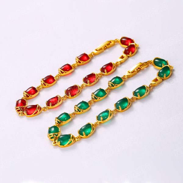 

bracelet jewelry wholesale artificial grandmother green horse jade temperament women's 24k gold plated cruciani girls charm for women, Golden;silver