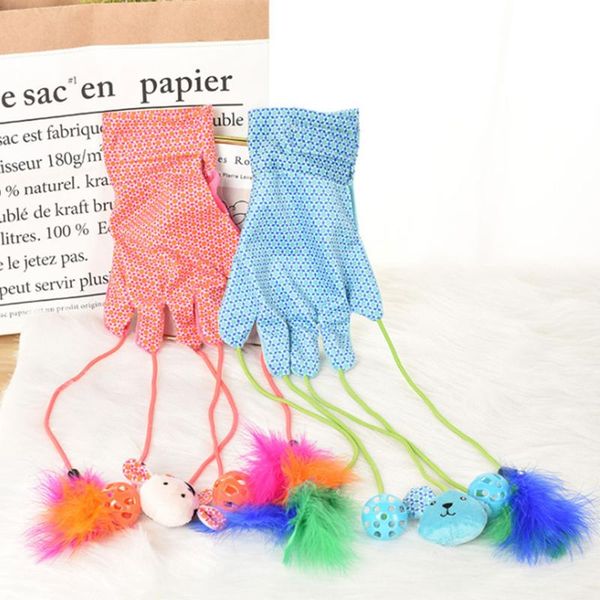 

pet toy interactive for dog cat fun playing cats teaser glove with ring chewing ball cute dot kitten scratcher toys