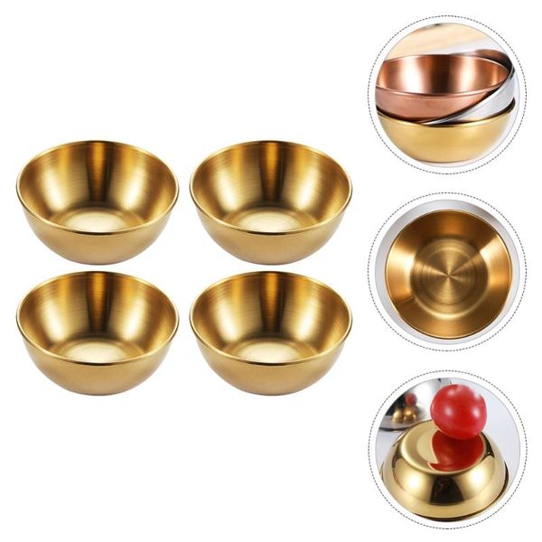 

dishes & plates 4pcs sauce flavor metal round dish seasoning tableware