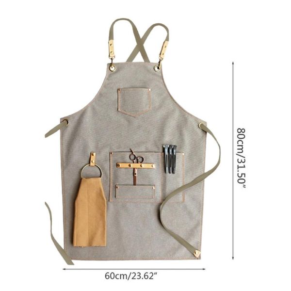 

aprons chef apron cotton canvas cross back adjustable with pockets for women and men, kitchen cooking baking bib apron, t8we