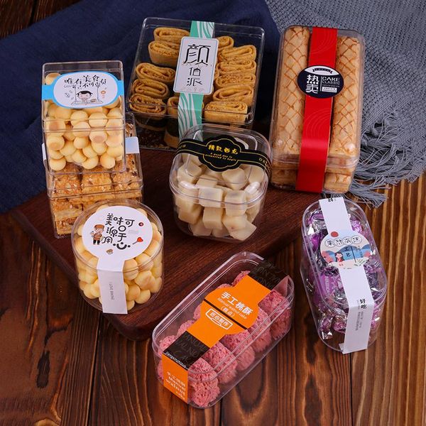 

gift wrap 10pcs net red hard plastic packaging cookies biscuits candy chocloate snack box ice cream pudding dessert cake with lid