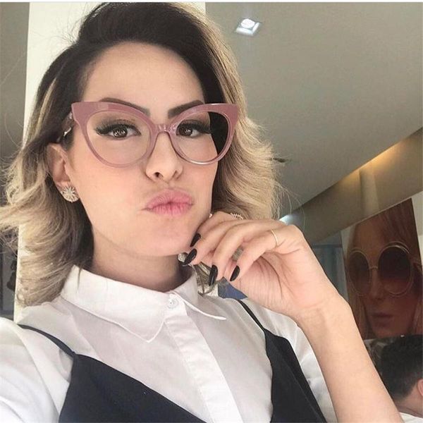 

ladies vintage cat optical glasses frame female brand designer spectacles luxury eyeglasses women retro eyewear fashion sunglasses fram, Black