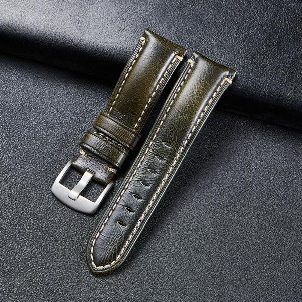 

watch bands 2021 vintage crackle textured cow leather strap 22mm 24mm 26mm watchband replacemnet belt for paner diy4503419, Black;brown