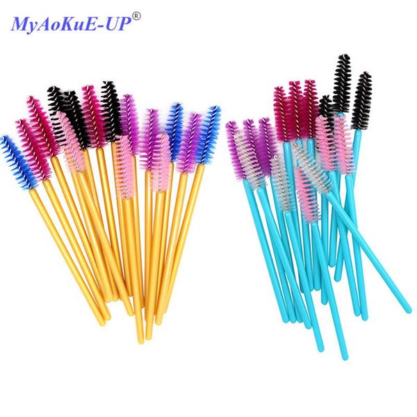 

eyelash curler 500 pcs/lot disposable one-off 5 mix colors nylon mascara wands extension applicator spoolers makeup brushes