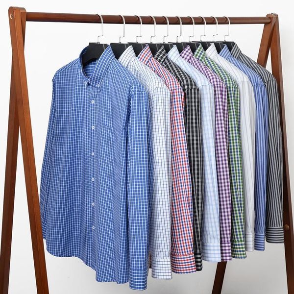 

autumn men's business casual classic plaid long-sleeved shirt brand clothing 100% cotton loose shirts, White;black