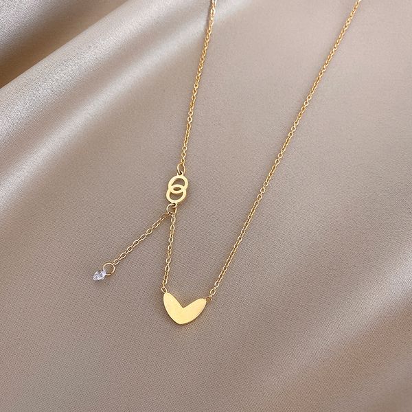 

xianlan511 titanium steel love female zircon necklace pendant ins cold wind clavicle necklace temperament contracted web celebrity, Silver