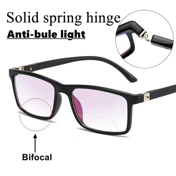 

sunglasses men women bifocal reading glasses anti-blue light far near magnification presbyopic square full frame diopter +100 gafas, White;black