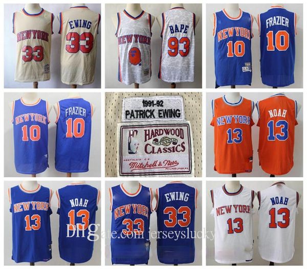 

vintage 13 joakim noah retro mitchell ness 33 patrick ewing new yorkknicks jersey 10 walt frazier hardwoods classics basketball jerseys, Black;red