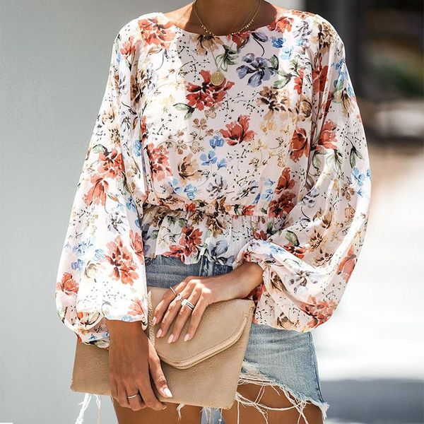 

women's blouses & shirts casual printing woman blouse spring autumn long sleeve plus size women, White