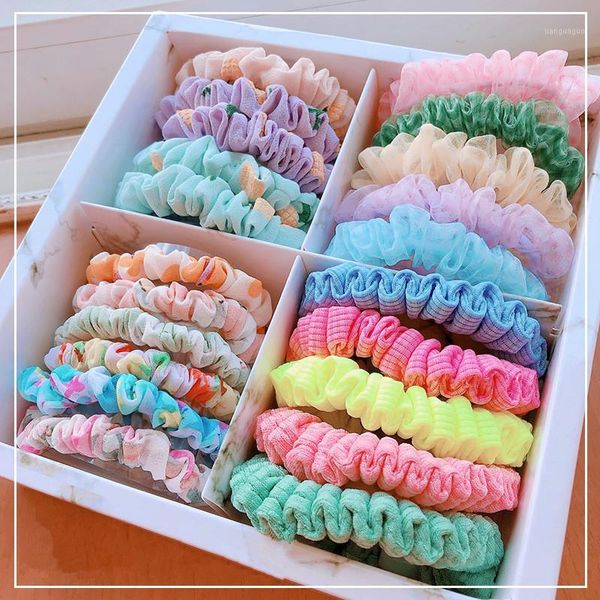 

pcs/ box chiffon printed hair bands scrunchies pack girls women cute candy color elastic rubber band gift accessories1
