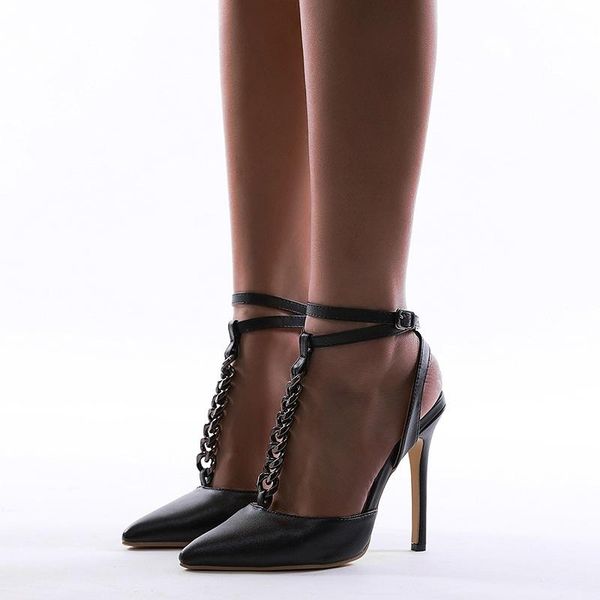 

dress shoes women t-strap sandals thin high heels pointed rome black party wedding
