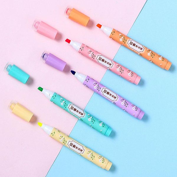 

highlighters seal highlighter set creative mini color marker pastel flash pen office key cute school supplies colorful note, Black;red