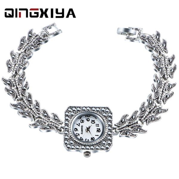 

wristwatches qingxiya ladies wrist watches dress watch women crystal diamond quartz antique silver clock montre femme, Slivery;brown