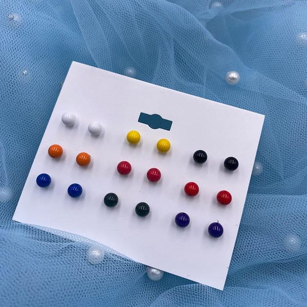

4mm colorful copper ball earrings small stud set for women girls children micro disco jewelry gifts, Golden;silver