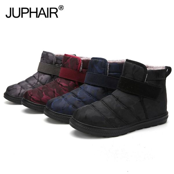 

fashion sneakers high help flat shoes winter models camouflage cotton waterproof wear-resistant warm thickening plush snow boots, Black