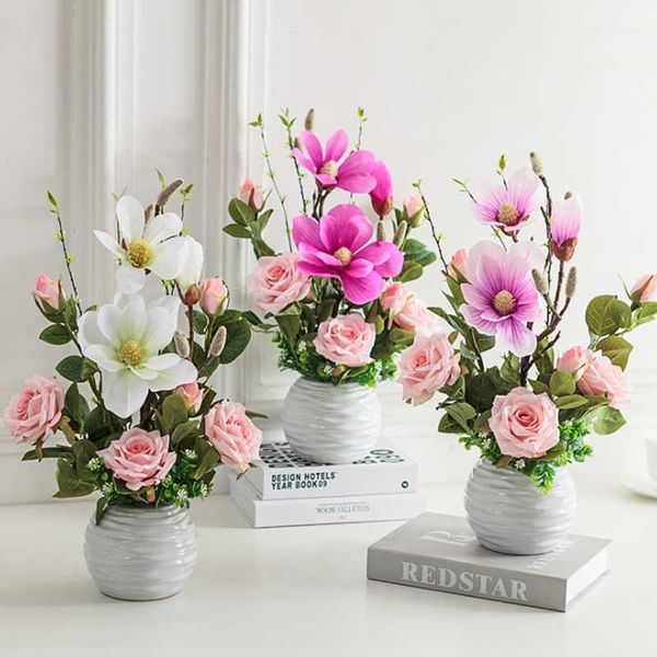 

simulate rose potted european type vase living room party table decoration decorative flowers & wreaths