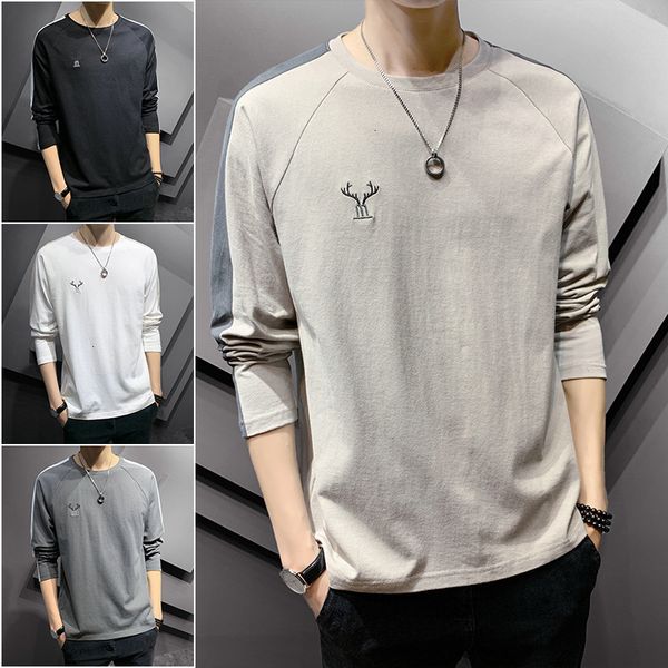 

sve 2021 long spring round ne fashion bottoms t-shirt men's sweater, Black