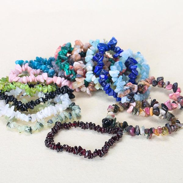 

beaded, strands irregular natural gem stone bracelet yellow crystals clear aquamarines multicolor bracelets for women bangles jewelry, Black