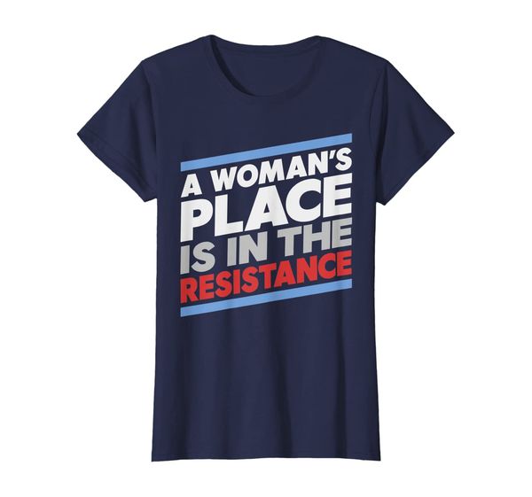 

womens a woman's place is in the resistance progressive t-shirt, White;black