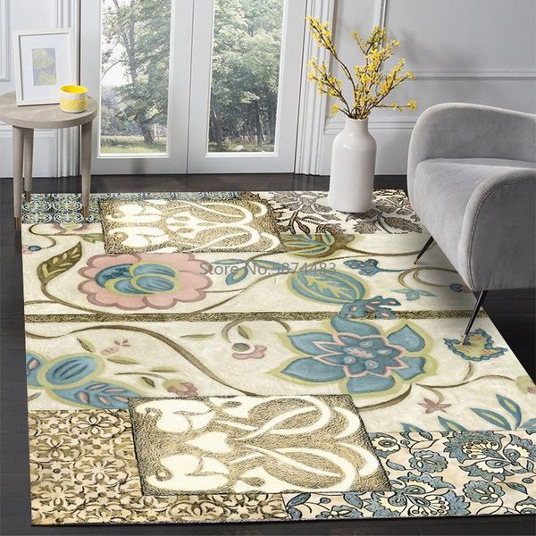 

carpets 200*300cm retro elegant country flower beige bedroom door living room kitchen non-slip floor mat carpet customization