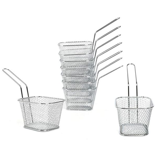 

storage baskets 9pcs mini mesh wire french fry chips basket net strainer kitchen cooking tools frying put the fries