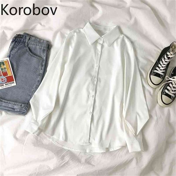 

korobov elegant women blouses korean autumn new chic mujer blusas vintage office lady long sleeve female slim shirts 210430, White